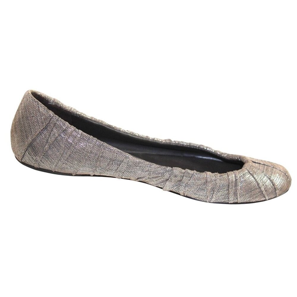 Elizabeth and James Metallic Ballet Flats Boho Chic Silver Slip On Shoe Size 5.5 - Picture 5 of 10